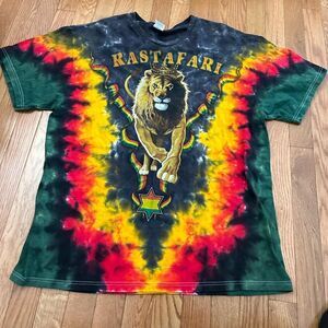 Rastafari Lion of the Tribe of Judah Multicolor Tie Dye Tshirt